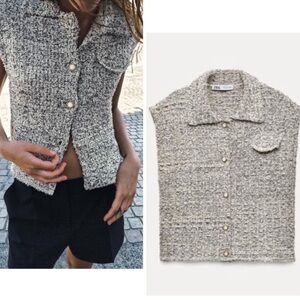 Zara Gray Tweed Vest